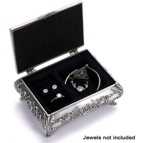 Vintage Metal Jewelry Box Small Trinket Jewelry Storage box for Rings Earrings - Picture 2 of 8